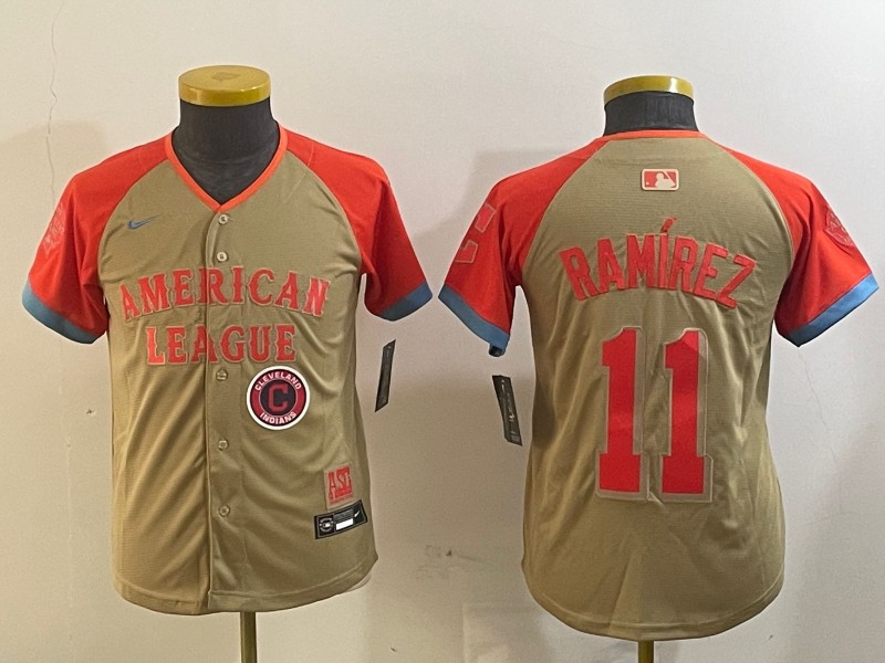 Youth American League #11 José Ramírez Cream Team Cleveland Guardians Patch 2024 All-Star Limited Stitched Jerseys