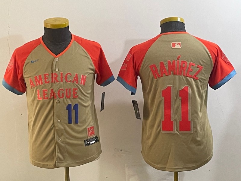 Youth American League #11 José Ramírez Cream Number 11 Blue 2024 All-Star Limited Stitched Jerseys