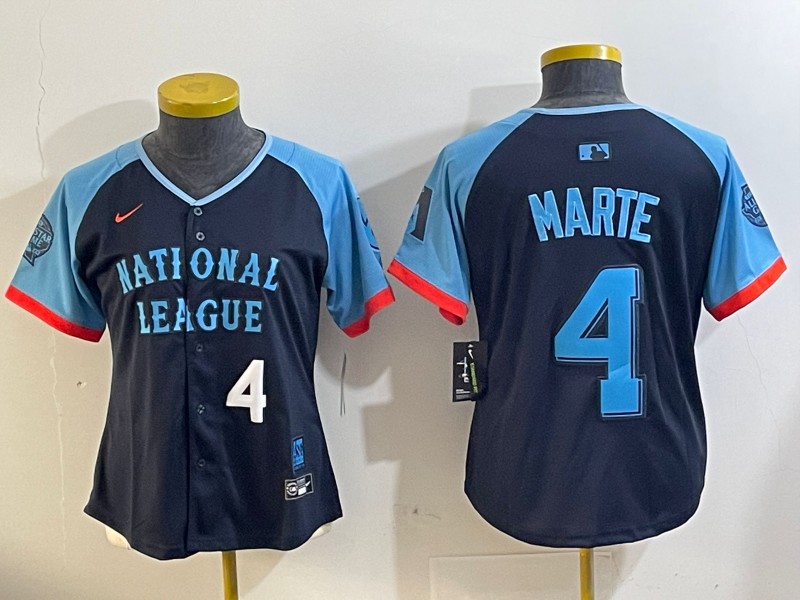 Women's National League #4 Ketel Marte Navy With Number 4 White 2024 All-Star Limited Stitched Baseball Jersey