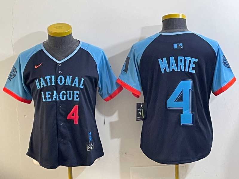 Women's National League #4 Ketel Marte Navy With Number 4 Red 2024 All-Star Limited Stitched Baseball Jersey