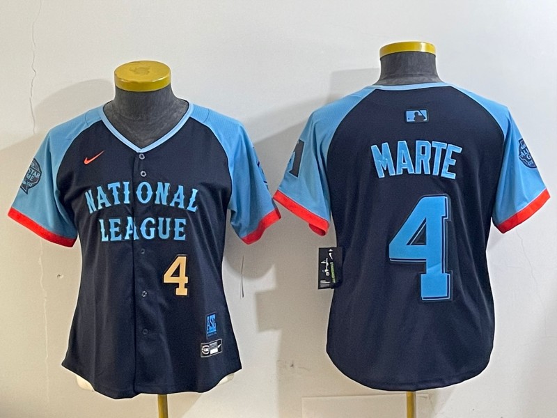 Women's National League #4 Ketel Marte Navy With Number 4 Gold 2024 All-Star Limited Stitched Baseball Jersey
