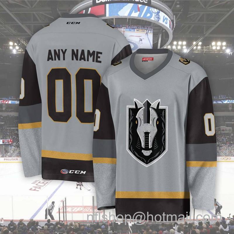 Henderson Silver Knights Custom Grey CCM Hockey Stitched Jersey