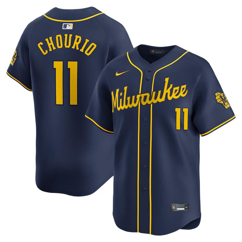 Men's Milwaukee Brewers #11 Jackson Chourio Navy City Connect Nike Limited Stitched Baseball MLB Jersey