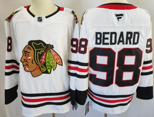 Men's Chicago Blackhawks #98 Connor Bedard White Authentic NHL Stitched Hockey Jersey