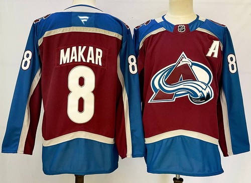Men's Colorado Avalanche #8 Cale Makar Burgundy With A Patch Authentic NHL Stitched Hockey Jersey