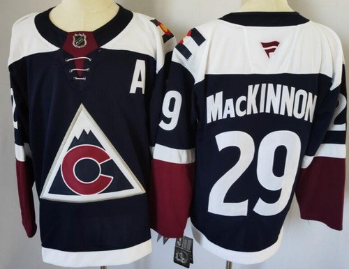 Men's Colorado Avalanche #29 Nathan MacKinnon Navy With A Patch Authentic NHL Stitched Hockey Jersey