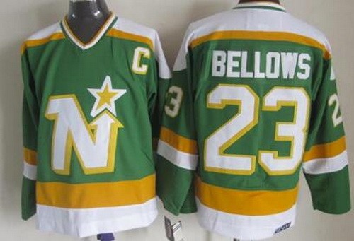 Men's Dallas Stars #23 Brian Bellows Green Throwback NHL Stitched Hockey Jersey