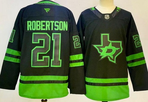 Men's Dallas Stars #21 Jason Robertson Black Alternate Authentic NHL Stitched Hockey Jersey