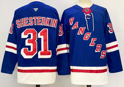 Men's New York Rangers #31 Igor Shesterkin Blue Authentic NHL Stitched Hockey Jersey