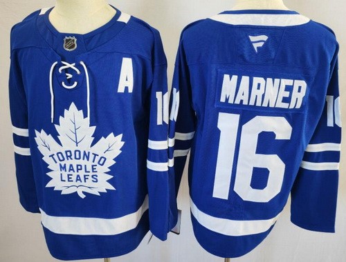 Men's Toronto Maple Leafs #16 Mitch Marner Blue With A Patch Authentic NHL Stitched Hockey Jersey