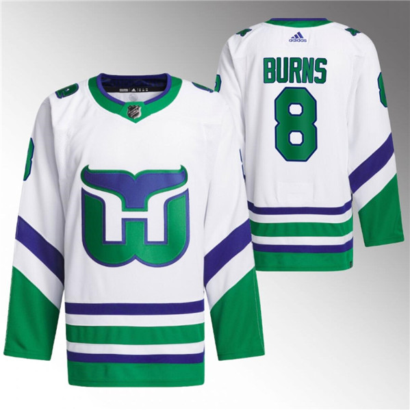 Men's Hartford Whalers #8 Brent Burns White 2023-24 Stitched Jersey