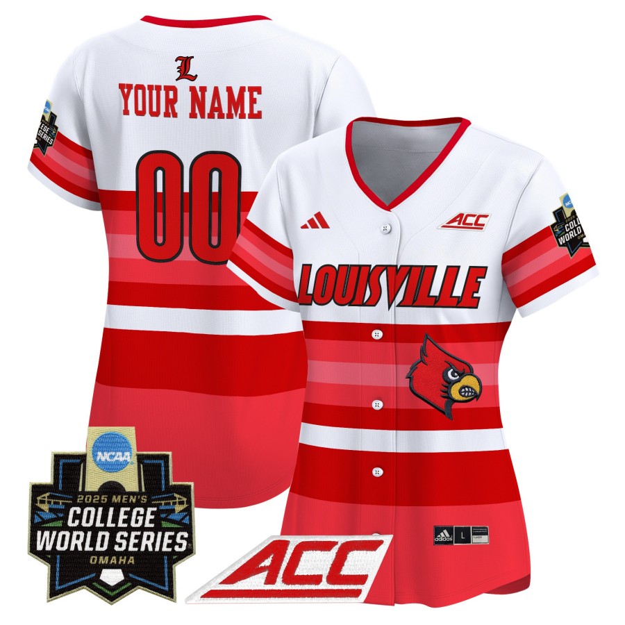 adidas Louisville Cardinals Baseball Custom Gradient Stripes 2025 NCAA MCWS Jersey - All Stitched