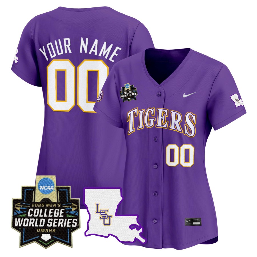 LSU Tigers Nike Custom 2025 NCAA World Series Limited Baseball Jersey Purple - All Stitched