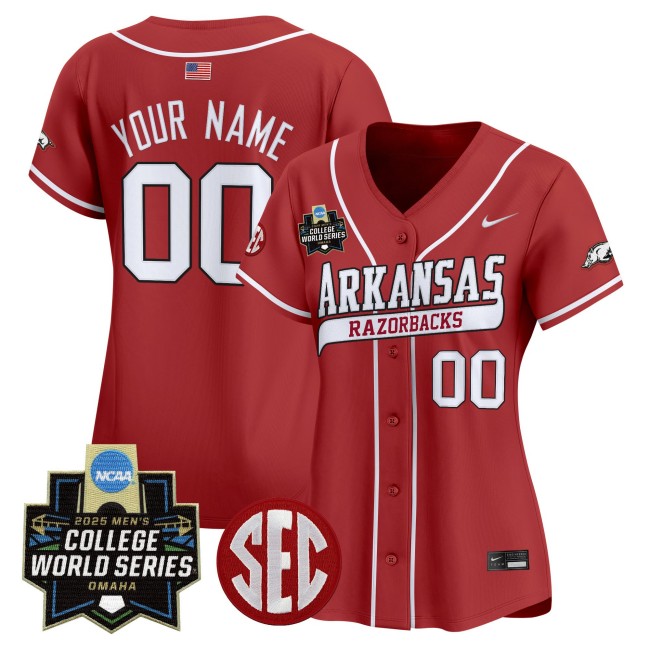 Arkansas Razorbacks Custom Nike 2025 NCAA World Series Baseball Limited Jersey Cardinal - All Stitched