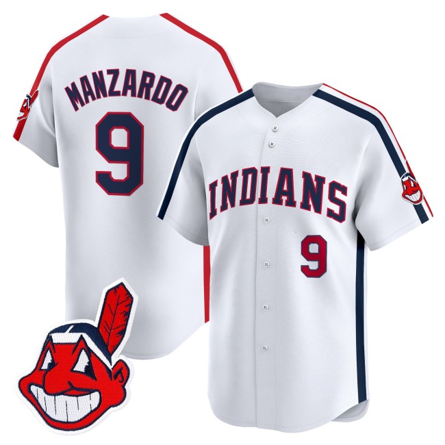 Men's Cleveland Indians #9 Kyle Manzardo White Ricky 'Wild Thing' Vaughn Limited Jersey