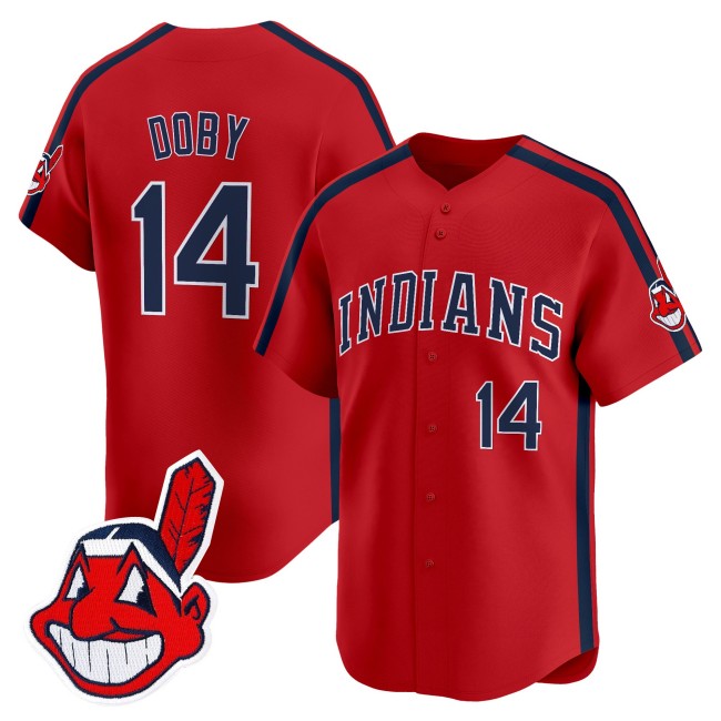 Men's Cleveland Indians #14 Larry Doby Red Ricky 'Wild Thing' Vaughn Limited Jersey