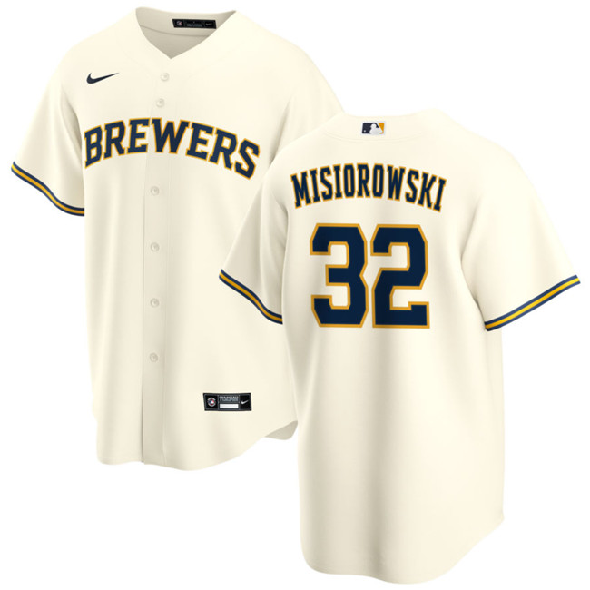 Men's Milwaukee Brewers #32 Jacob Misiorowski Cream 2025 Cool Base Stitched Baseball Jersey
