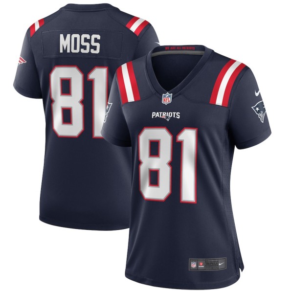 Women's New England Patriots #81 Randy Moss Nike Navy Game Retired Player NFL Jersey