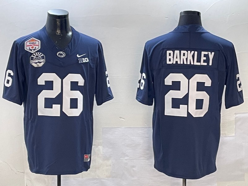 Men's Penn State Nittany Lions #26 Saquon Barkley Navy 2024 Fiesta Bowl Champions and Vrbo Fiesta Bowl Patch F.U.S.E. Vapor Limited Stitched Jersey