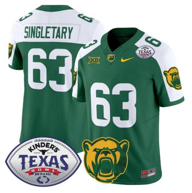 Men's Nike Mike SingletaryJersey #63 Baylor Bears 2024 Texas Bowl FUSE Limited NCAAF Stitched Green Alternate