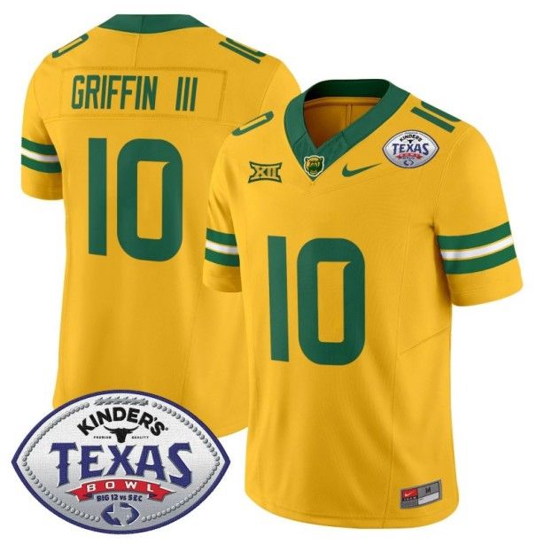 Men's Nike Robert Griffin III Jersey #10 Baylor Bears 2024 Texas Bowl FUSE Limited NCAAF Stitched Gold