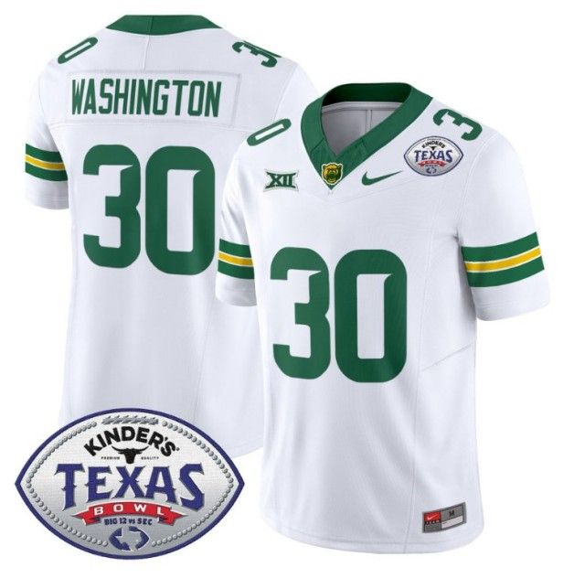 Men's Nike Bryson Washington Jersey #30 Baylor Bears 2024 Texas Bowl FUSE Limited NCAAF Stitched White