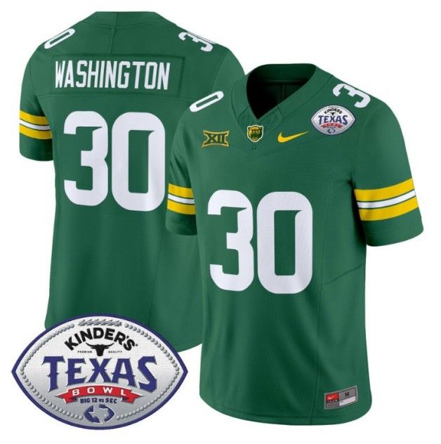 Men's Nike Bryson Washington Jersey #30 Baylor Bears 2024 Texas Bowl FUSE Limited NCAAF Stitched Green