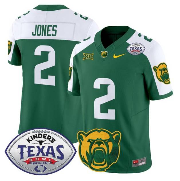 Men's Nike Matt Jones Jersey #2 Baylor Bears 2024 Texas Bowl FUSE Limited NCAAF Stitched Green Alternate