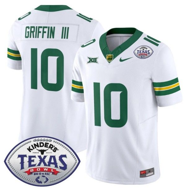 Men's Nike Robert Griffin III Jersey #10 Baylor Bears 2024 Texas Bowl FUSE Limited NCAAF Stitched White
