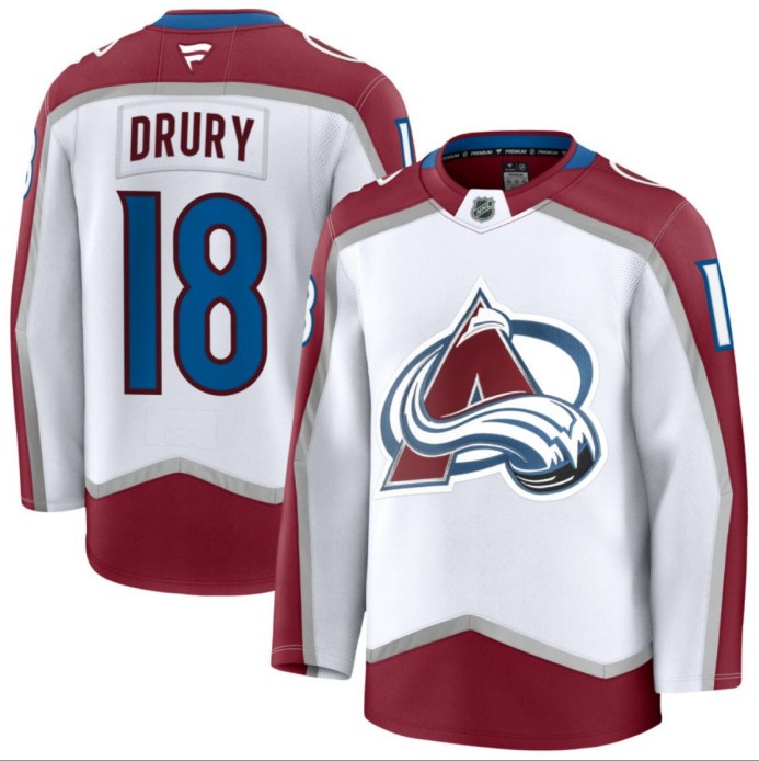Men's Colorado Avalanche #18 Jack Drury White 2024-25 Away Stitched Hockey Jersey