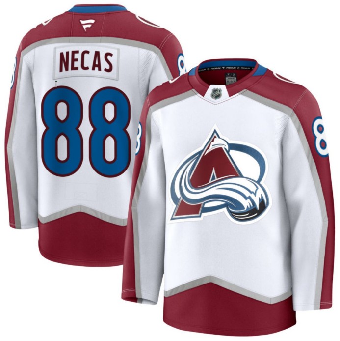 Men's Colorado Avalanche #88 Martin Necas White 2024-25 Away Stitched Hockey Jersey