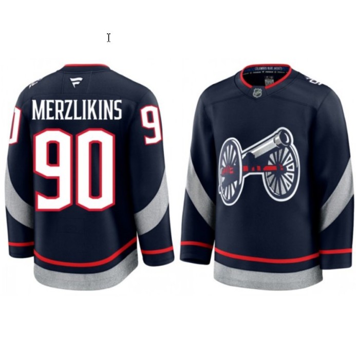 Men's Columbus Blue Jackets #90 Elvis Merzlikins Navy 2025 Stadium Series Alternate Stitched Hockey Jersey