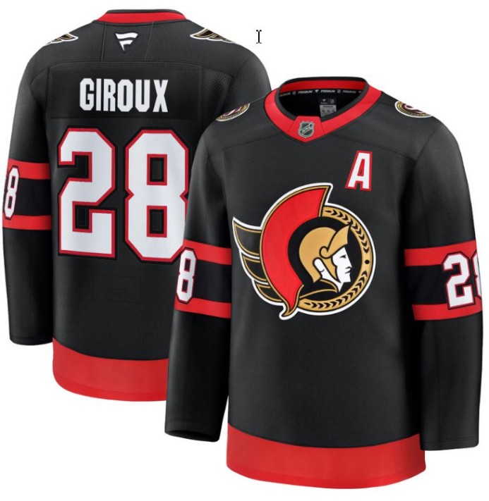 Men's Ottawa Senators #28 Claude Giroux Black 2025 Premium Home Stitched Hockey Jersey