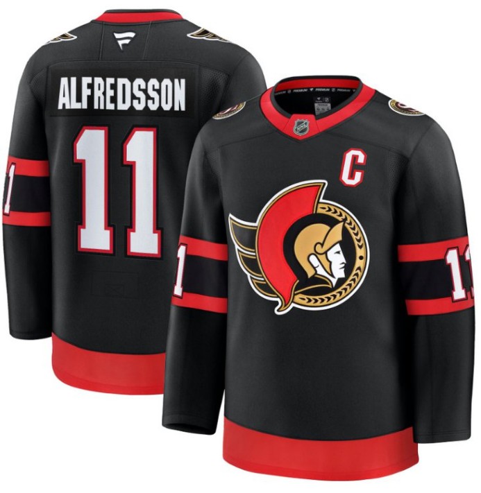 Men's Ottawa Senators #11 Daniel Alfredsson Black 2025 Premium Home Stitched Hockey Jersey