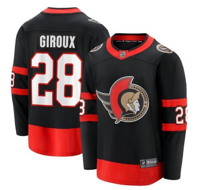 Men's Ottawa Senators #28 Claude Giroux Black 2025 Premium Home Stitched NHL Hockey Jersey