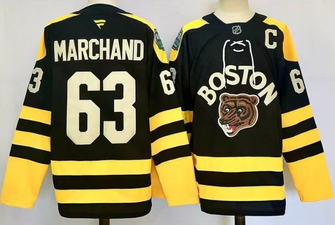 Men's Boston Bruins #63 Brad Marchand Black Classic Primegreen Stitched Hockey Jersey