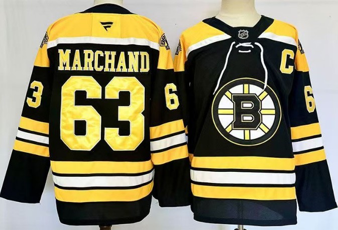 Men's Boston Bruins #63 Brad Marchand Black Authentic NHL Stitched Hockey Jersey