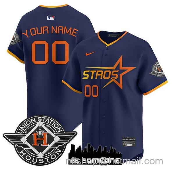 Youth Houston Astros Active Player Custom Navy 2025 City Connect Limited Stitched Baseball Jersey