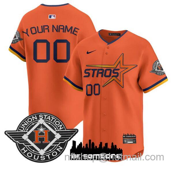 Youth Houston Astros Active Player Custom Orange 2025 City Connect Limited Stitched Baseball Jersey