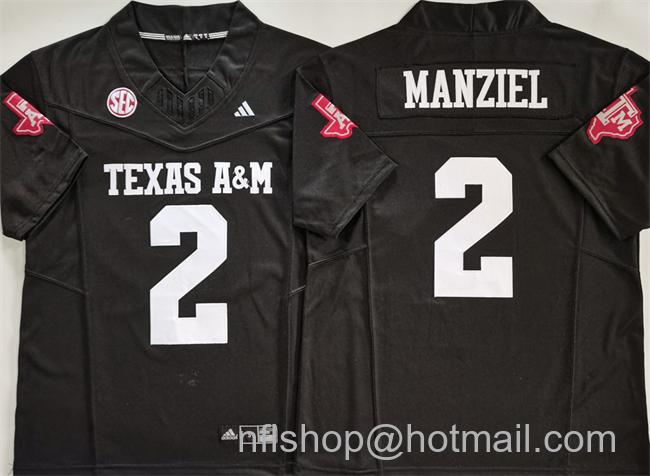 Men's Texas A&M Aggies #2 Johnny Manziel Black 2025 F.U.S.E. Stitched Jersey