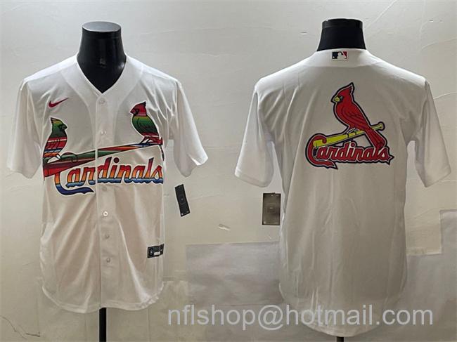 Men's St. Louis Cardinals Team Big Logo White Cool Base Stitched Baseball Jersey