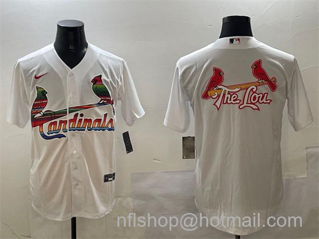 Men's St. Louis Cardinals Team Big Logo White Cool Base Stitched Baseball Jerseys