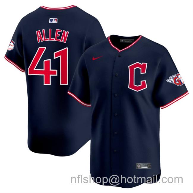 Men's Cleveland Guardians #41 Carlos Santana Navy 2025 Alternate Limited Stitched Baseball Jersey