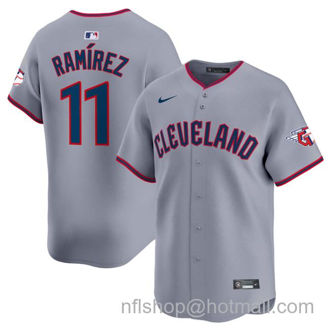 Men's Cleveland Guardians #11 Jose Ramirez Grey 2025 Alternate Limited Stitched Baseball Jersey