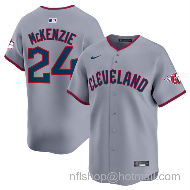 Men's Cleveland Guardians #24 Triston McKenzie Grey 2025 Alternate Limited Stitched Baseball Jersey