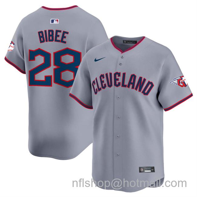 Men's Cleveland Guardians #28 Tanner Bibee Grey 2025 Alternate Limited Stitched Baseball Jersey