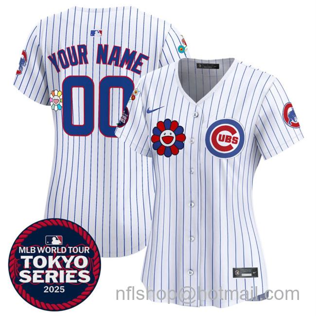 Women's Chicago Cubs ACTIVE PLAYER Custom White 2025 Tokyo Series Limited Stitched Baseball Jersey
