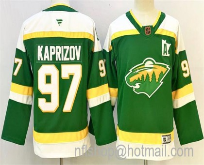 Youth Minnesota Wild #97 Kirill Kaprizov Green 2024-25 Alternate With A Patch Stitched Hockey Jersey