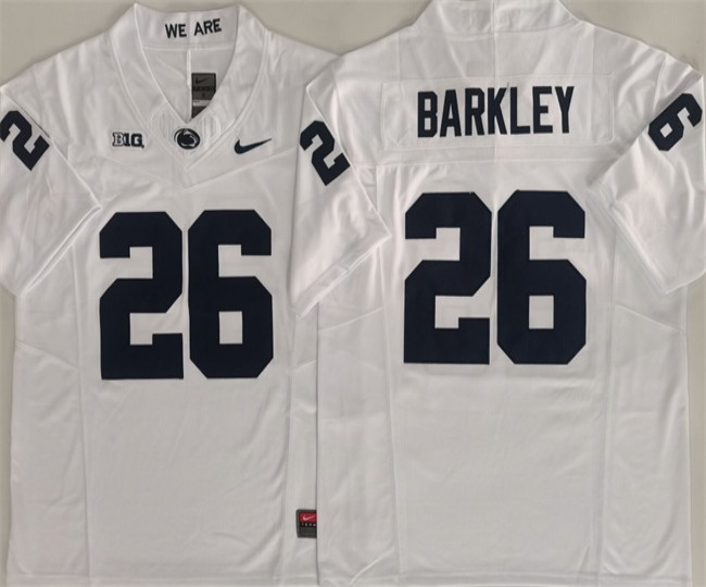 Men's Penn State Nittany Lions #26 Saquon Barkley White 2024 F.U.S.E. Stitched Football Jersey