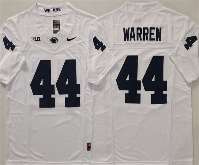 Men's Penn State Nittany Lions #44 Davis Warren White 2024 F.U.S.E.  Stitched Football Jersey